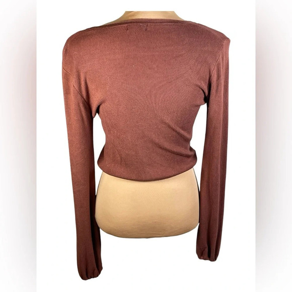 DEBUT~ Ribknit Cinched Cropped Top S/M - Picture 5 of 11